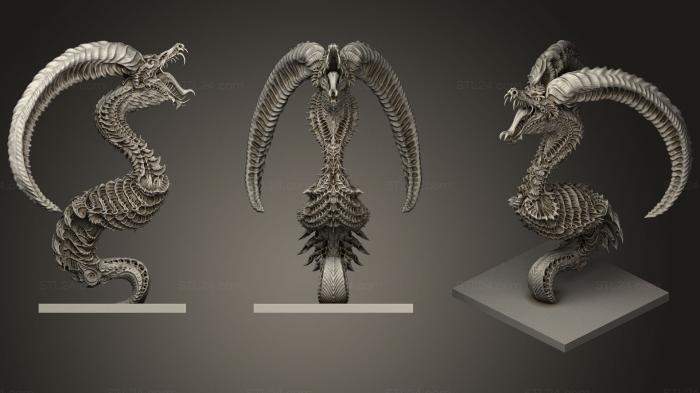 Статуэтки грифоны и драконы (Рогатый змей, STKG_0093) 3D модель для ЧПУ станка